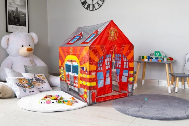 Brandweerhuisje IPLAY kinderspeeltent met tunnel