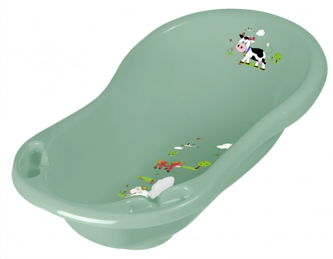 Children's bathtub with plug Funny Farm - Green