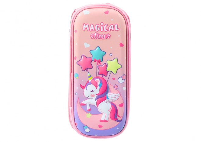 Pink Unicorn 3D Double Compartment Pencil Case