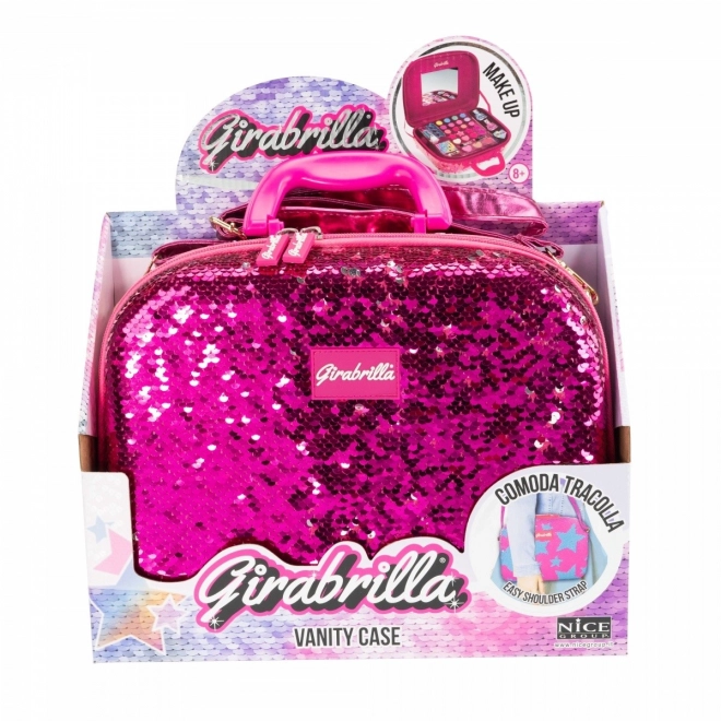 Girabrilla Pink and Silver Makeup Suitcase