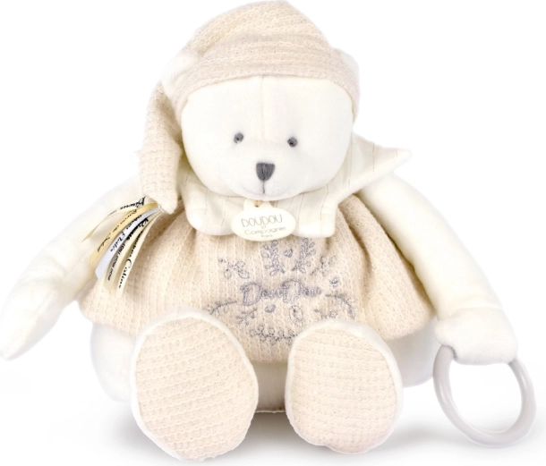 Doudou plush polar bear with ribbons 30 cm beige