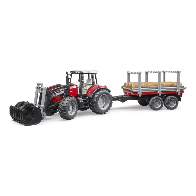 Bruder Massey Ferguson Tractor with Front Loader and Log Trailer