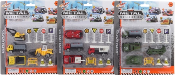 Set of Metal Cars with Signs