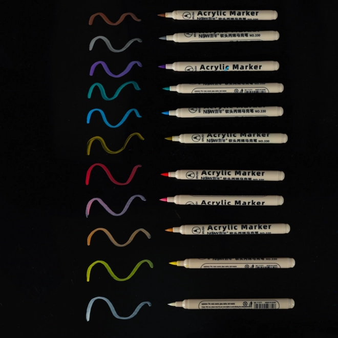 Waterproof Acrylic Markers for Fabric and Stones - Set of 12
