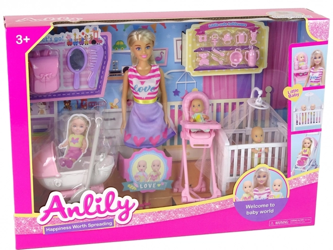 Doll Mother with Baby Children's Room Accessories Set