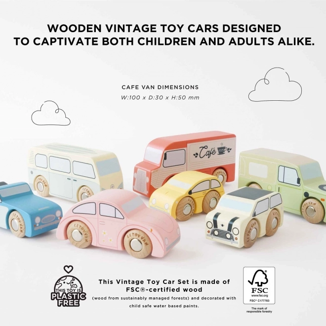 Vintage Wooden Car Set by Le Toy Van