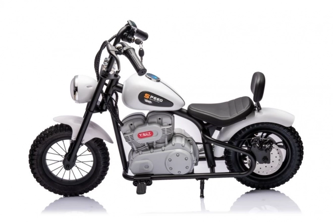 Battery-Powered Electric Motorcycle - 36V White