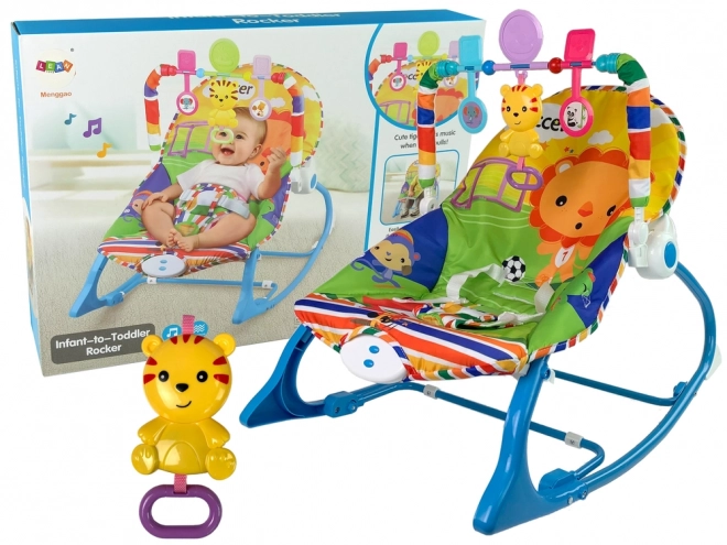 Blue Rocking Chair 2-in-1 with Tiger Sounds and Vibration