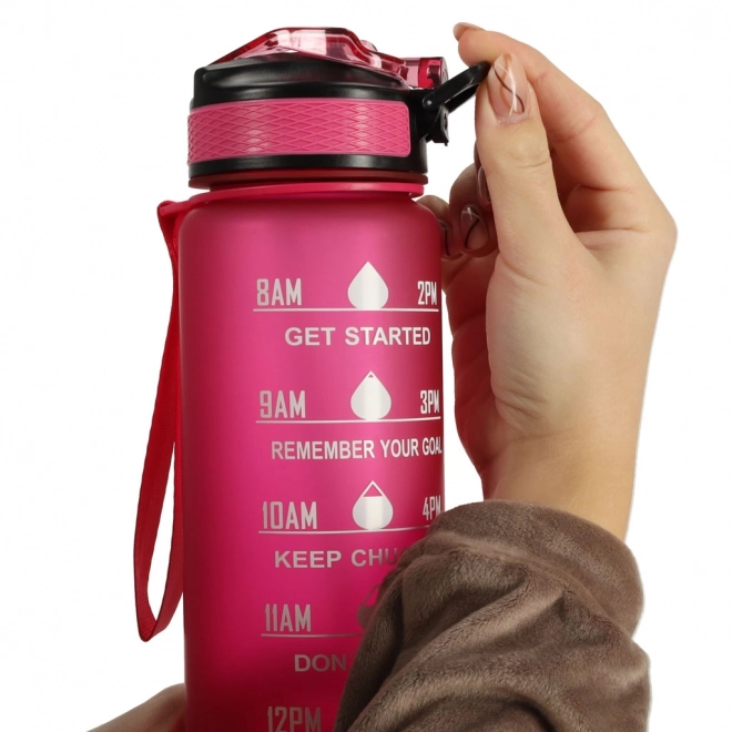 Motivational Pink Water Bottle with Straw and Handle - 1L