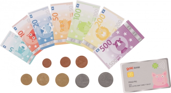 Children's Play Money with Credit Card - Animal Euro Set