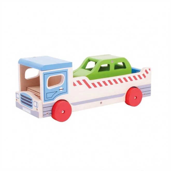 Bigjigs Toys Wooden Tow Truck with Car