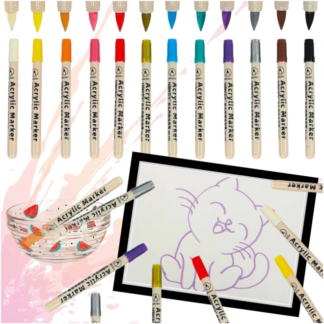 Waterproof Acrylic Markers for Fabric and Stones - Set of 12