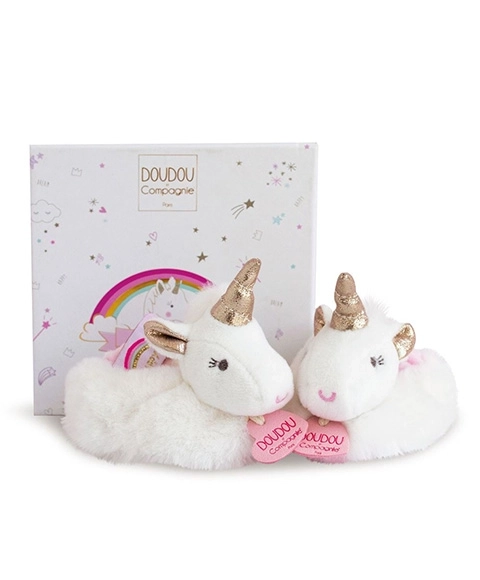 Doudou Gift Set - Unicorn Rattle Booties 0-6 Months