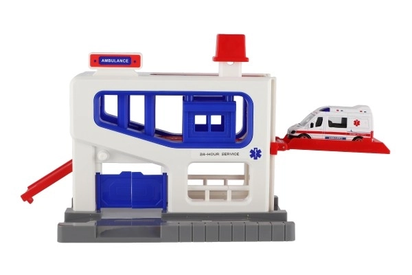 Parking Garage with Ambulance Car Toy Set