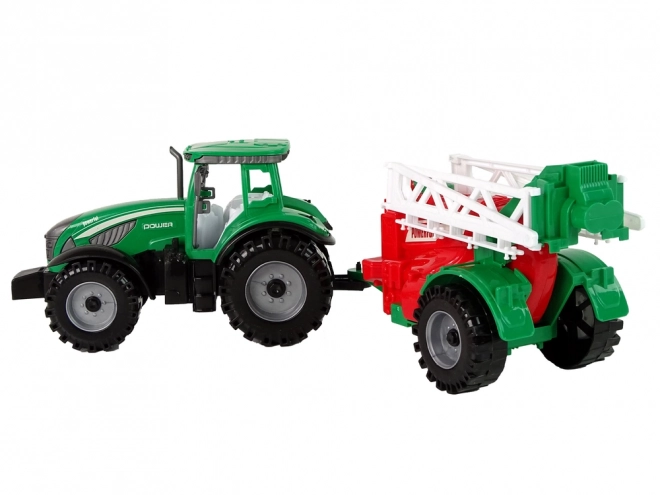 Green Tractor with Red-Green Sprayer Friction Powered