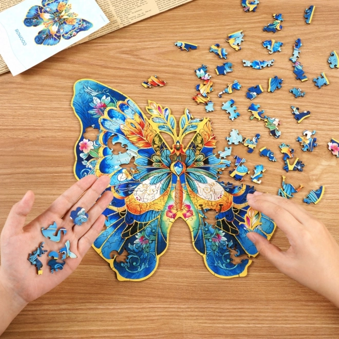 Drevené puzzle Motýľ Morpho Helena