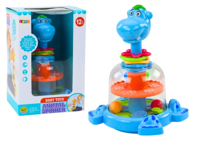 Spinning Toy with Balls Hippo for Infants Blue