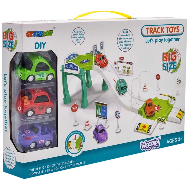 Woopie Parking Garage Playset with Gas Station and Traffic Signs