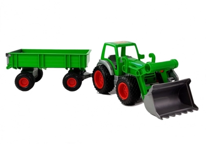 Green Tractor Loader with Trailer by Polesie