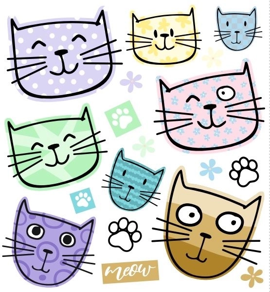 Cute Cat Iron-On Patches Small Sheet