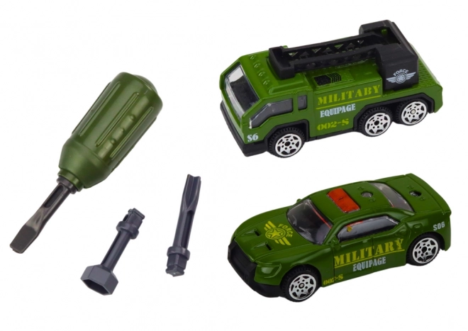 Carro armato verde fai da te per bambini con pezzi smontabili e suoni