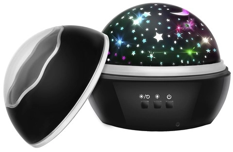 Night Light Projector - Starry Sky & Ocean Depth – Black