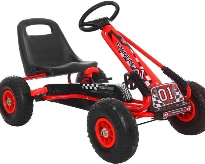 Pedal Air Kart + Inflatable Tires + Adjustable Seat – Red