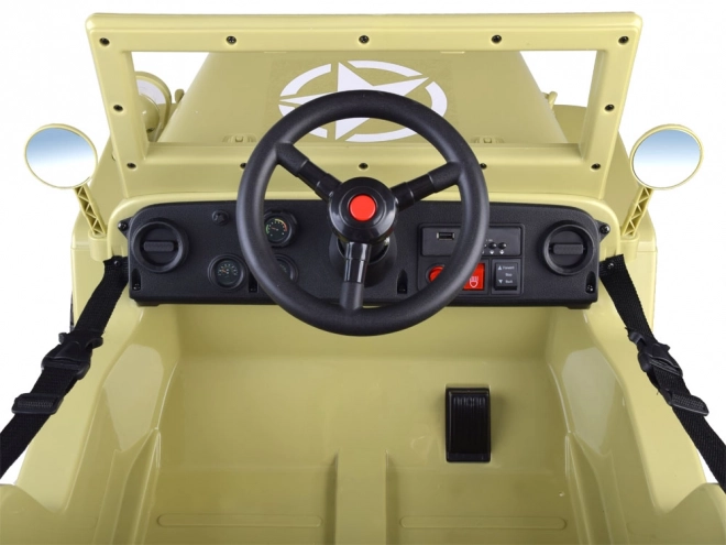 Vojenské auto na batériu s pilotom – Béžová
