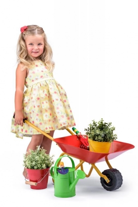 Red Metal Wheelbarrow for Kids