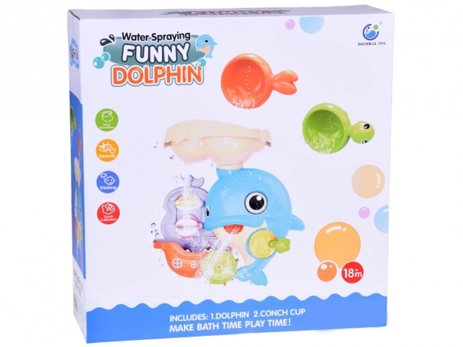 Happy Dolphin Bath Toy with Boat and Penguins