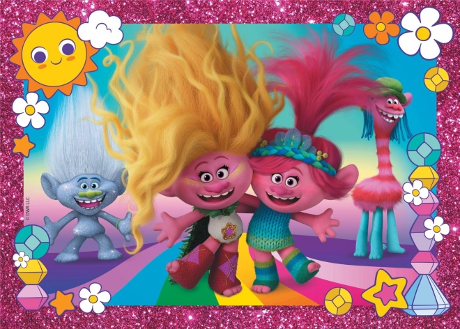 Glitter Puzzle TROLLS 3, 100 Pieces