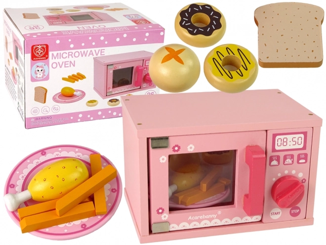 Wooden Pink Play Microwave Oven for Kids