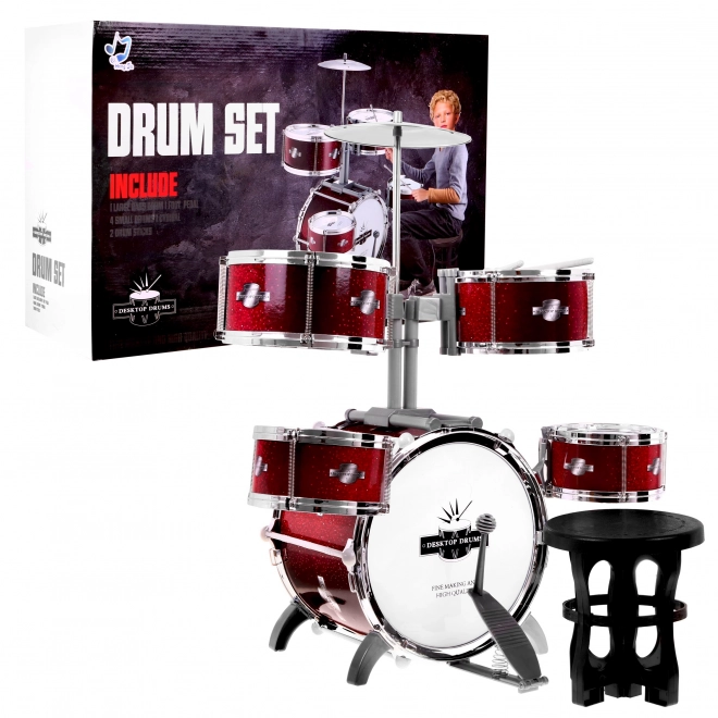 5-drum kids drum set with stool and cymbal