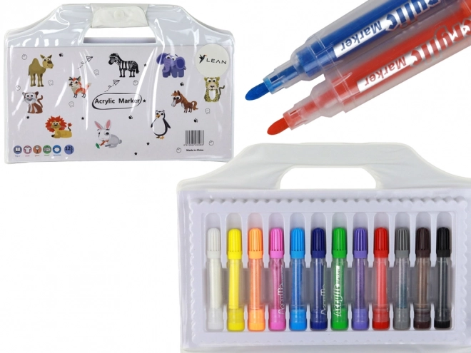 Set of Colorful Acrylic Markers in Case