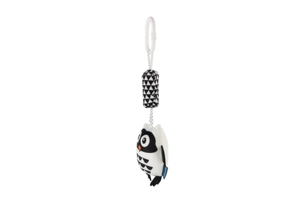 Black and White Plush Animal Rattle for Stroller or Crib