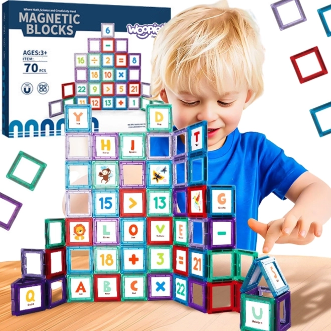Woopie magnetische bouwset – ruimtelijke blokken met cijfers, 70 stuks
