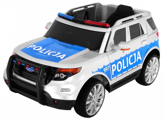 Children's Police SUV Car with Battery + Sirens + Lights + Megaphone + Remote Control + Slow Start + EVA + Stickers