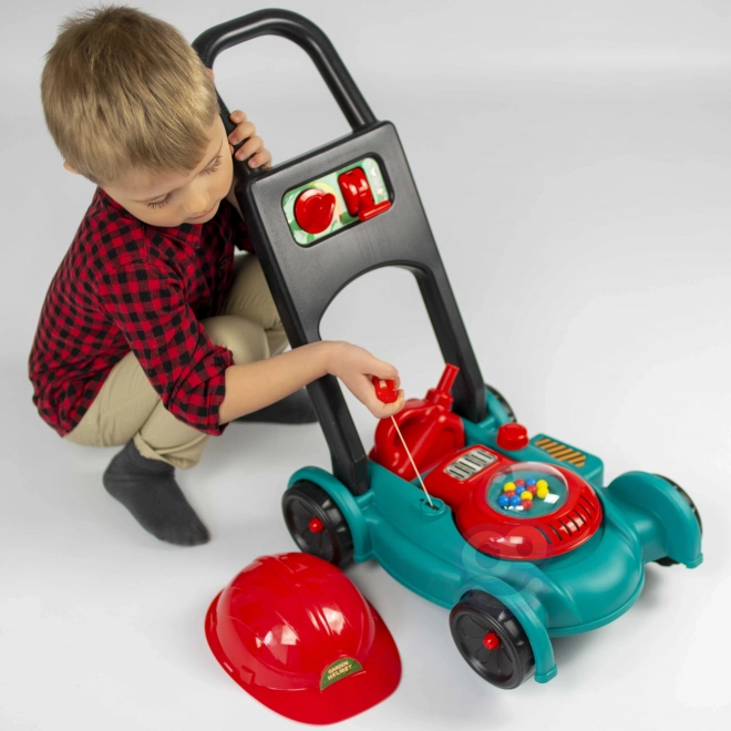 Kindergrasmaaier met helm en jerrycan WOOPIE