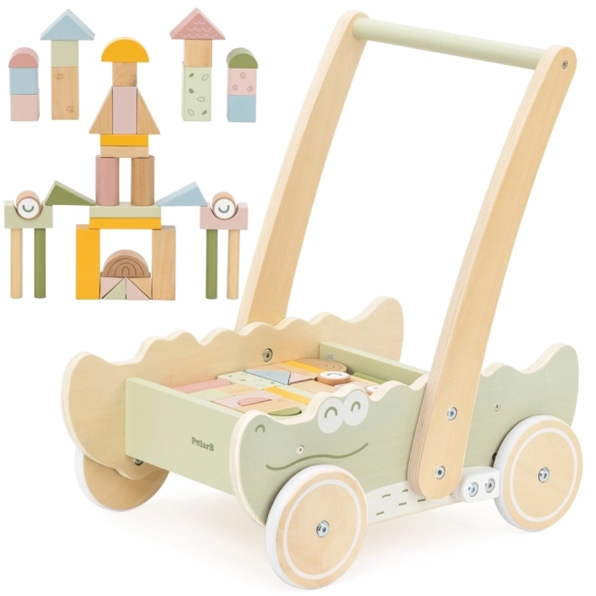 Carrello di legno per cubi Viga Coccodrillo