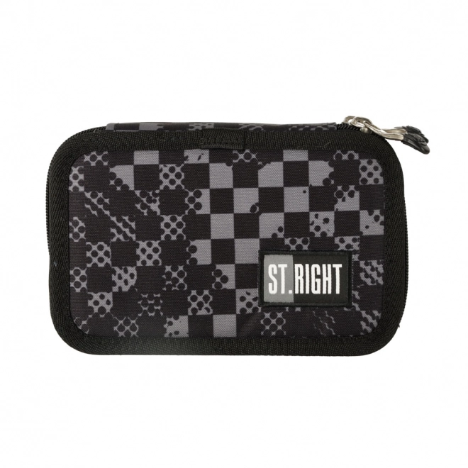 Double Compartment School Pencil Case Checkered