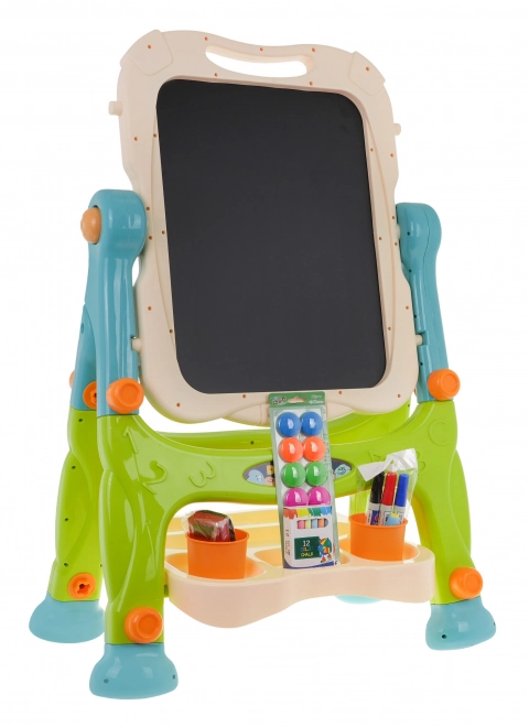 Adjustable Dual-Sided Magnetic and Chalkboard Easel for Kids