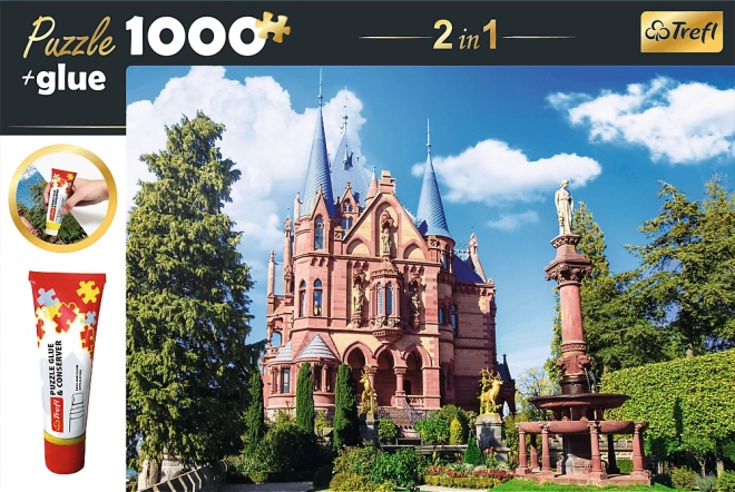 Trefl Puzzle Set 2-in-1 Castle Drachenburg Germany 1000 Pieces with Glue