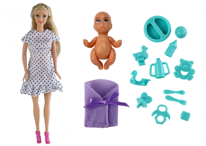 Pregnant Mama Doll with Baby and Accessories