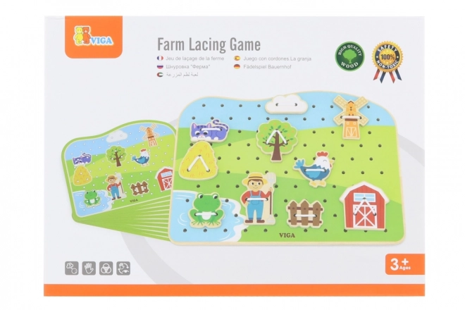 Wooden Lacing Game - Farm Theme