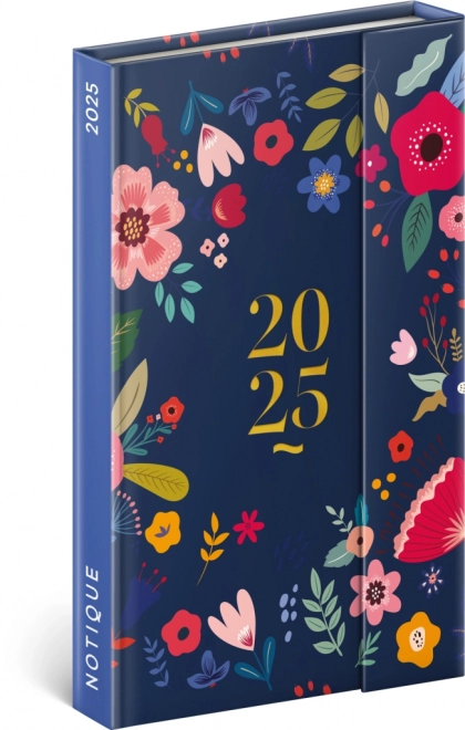 Weekly Magnetic Diary Blue Flowers 2025