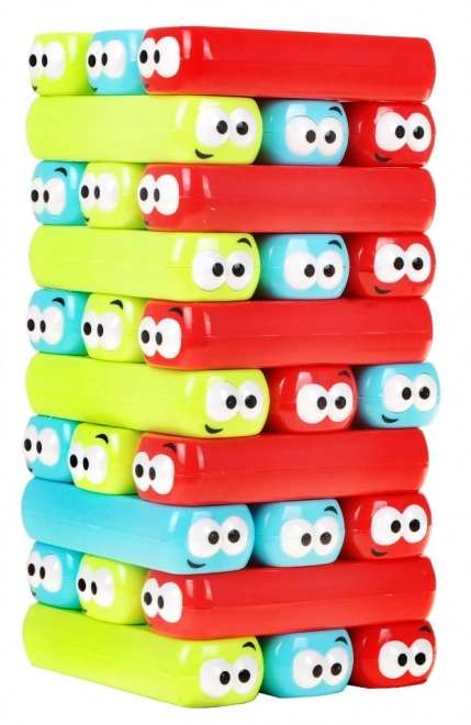 Dexterity Game Jenga Junior for Kids 3+ Wobbling Block Tower with Colorful Beams and Dice