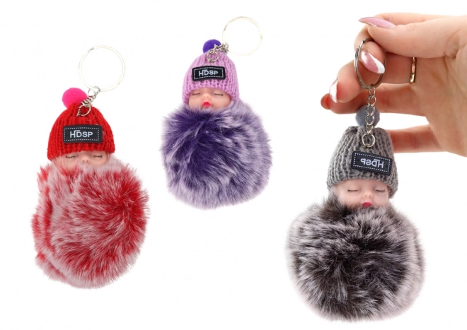 Pom Pom Doll Keychain Charm for Keys and Bags