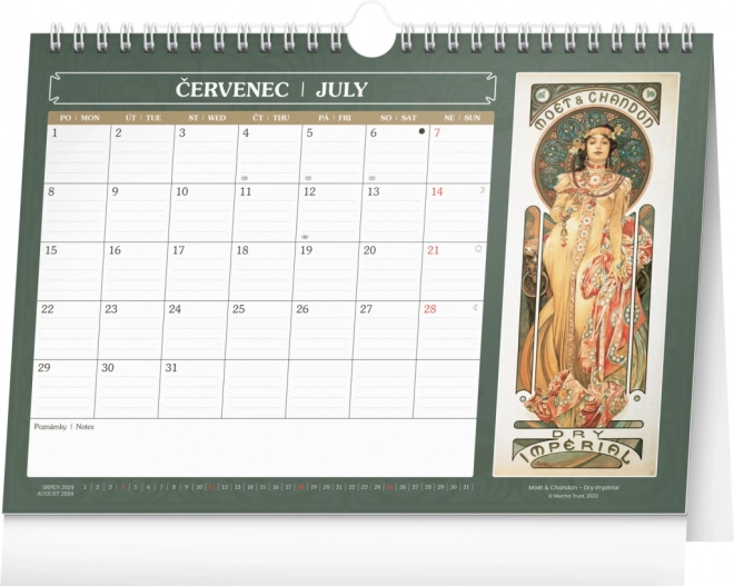 Alfons Mucha 2024 Desk Calendar