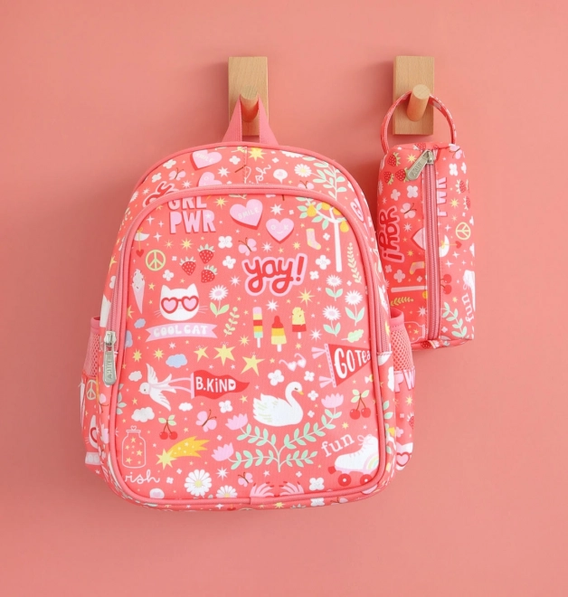 Coral Pink Kids Backpack Fun Design