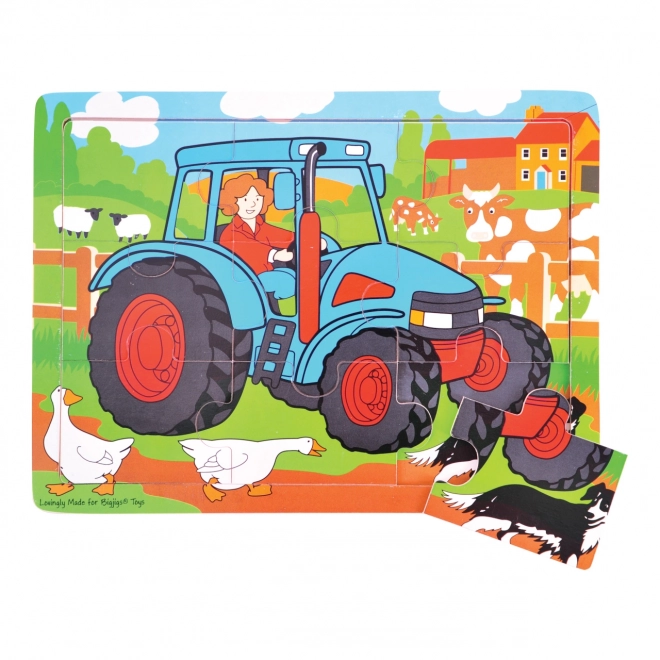 Wooden Tractor Puzzle by Bigjigs Toys